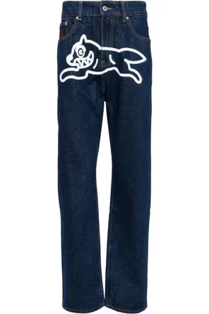 ICECREAM Jeans, Herre, Blå, W30, Denim, Blå Denim Grafisk Print Jeans