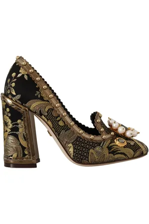Dolce & Gabbana Sko, Dame, Gul, 36 EU, Uld, Elegant Guld Jacquard Brokade Pumps