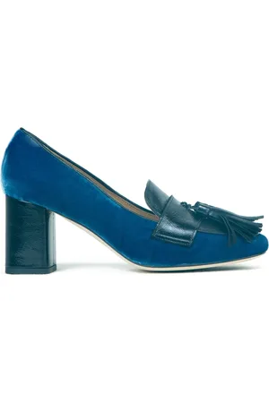Prosperine Sko, Dame, Blå, 37 EU, Læder, Velour Loafer med Tassels