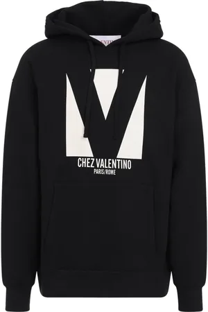 VALENTINO Sweathshirts & Hoodies, Herre, Sort, L, Bomuld, Sort hættetrøje med Chez-stil