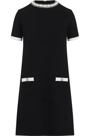 VALENTINO Kjole, Dame, Sort, S, Polyester, Elegant Sort og Elfenben Kjole