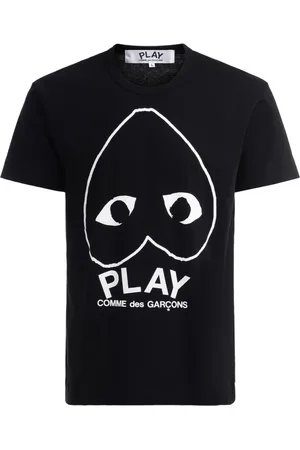 Comme des Garçons Top, Herre, Sort, XL, Bomuld, Sort T-shirt med hvidt hjerte