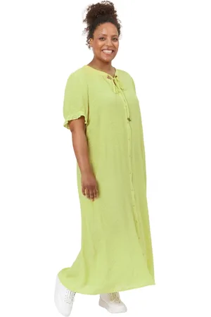 ADIA Kjole, Dame, Grøn, XS, Rayon, Feminin Grøn Kjole med Knapper
