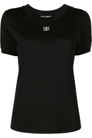 Dolce & Gabbana Top, Dame, Sort, XS, Bomuld, Afslappet Bomuld T-Shirt i Sort