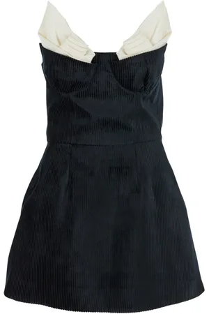 Shushu/Tong Kjole, Dame, Sort, S, Sort Bustier-Stil Kjole med Plisserede Detaljer