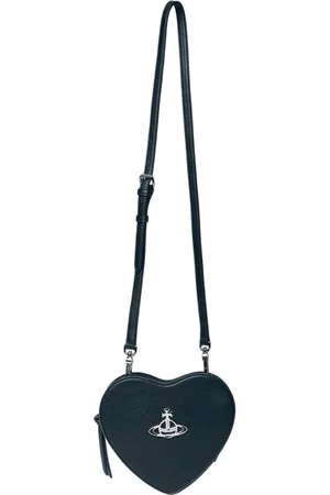 Vivienne Westwood Taske, Dame, Sort, ONE SIZE, Uld, Hjerte Crossbody Taske med Logo Plaque