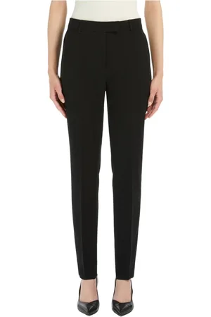 Max Mara Bukser, Dame, Sort, M, Polyester, Straight Leg Technical Cady Bukser