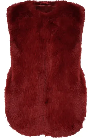 V°73 Jakke, Dame, Rød, L, Polyester, Ruby Fur Jane Ærmeløs Frakke