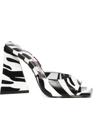 The Attico Sko, Dame, Sort, 37 1/2 EU, Læder, Zebra Print Pyramid Heel Sandaler