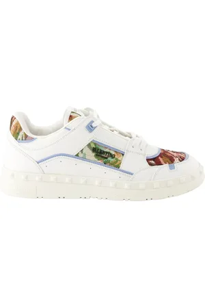VALENTINO GARAVANI Sko, Herre, Hvid, 43 EU, Læder, Broderede Freedots Læder Sneakers