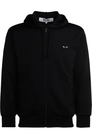 Comme des Garçons Sweathshirts & Hoodies, Herre, Sort, 2XL, Uld, Sort hættetrøje med hjertelogo lynlås
