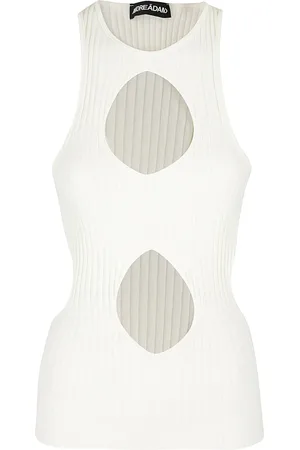 ANDREA ADAMO Top, Dame, Hvid, M, Ribstrikket Tank Top