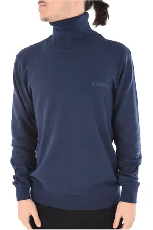 Guess Strik, Herre, Blå, XL, Bomuld, Blå Rullekrave Sweater