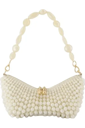 Cult Gaia Taske, Dame, Hvid, ONE SIZE, Uld, Hvid Akryl Clutch med Magnetisk Lukning