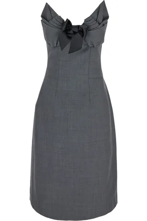 Shushu/Tong Kjole, Dame, Grå, XS, Uld, Grå Bustier-Stil Kjole med Bue Detalje