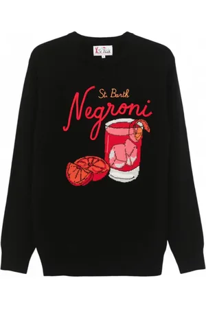 MC2 SAINT BARTH Strik, Herre, Sort, L, Uld, Uld Kashmir Sweater med 