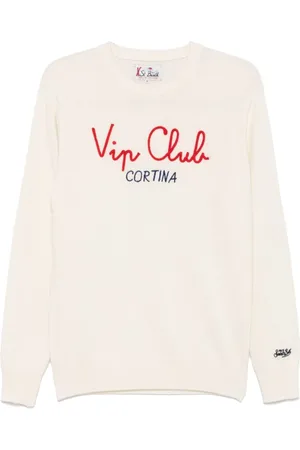 MC2 SAINT BARTH Strik, Herre, Hvid, 2XL, Uld, Hvid Strikket Crew Neck Sweater