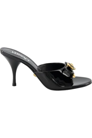 VERSACE Sko, Dame, Sort, 37 EU, Læder, Bow Heel Mules i laklæder