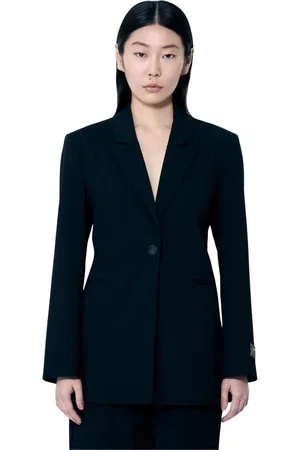 Ganni Jakke, Dame, Sort, XS, Polyester, Twill Suiting Blazer med Justerbar Talje