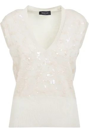 Fabiana Filippi Strik, Dame, Hvid, XS, Bomuld, Vanilla Vest