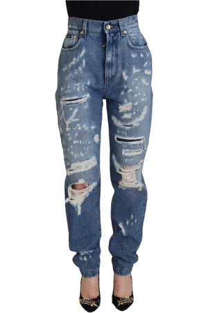 Dolce & Gabbana Jeans, Dame, Blå, 3XS, Denim, Slidt Denim Jeans - Indigo Essence