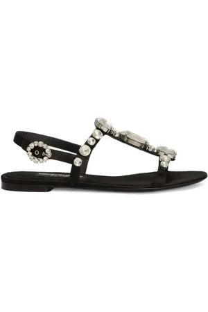 Dolce & Gabbana Sko, Dame, Sort, 40 EU, Krystalpyntede Sandaler