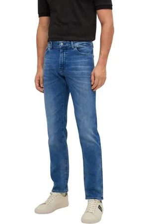 HUGO BOSS Jeans, Herre, Blå, W42, Bomuld, Moderne Slim-fit Jeans