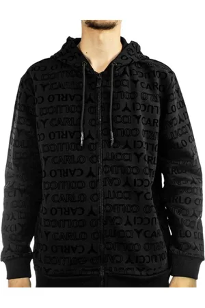 Carlo Colucci Sweathshirts & Hoodies, Herre, Sort, S, Bomuld, Sort Herre Hættetrøje Vest
