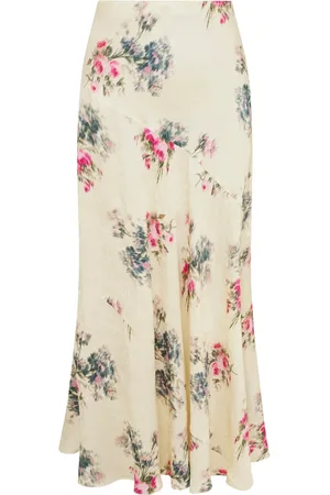 LOVESHACKFANCY Nederdel, Dame, , L, Uld, Blomstret Silke Maxi Nederdel