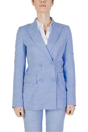 SANDRO FERRONE Jakke, Dame, Blå, M, Uld, Elegant Blazer med Elastan