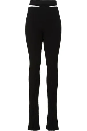 ANDREA ADAMO Bukser, Dame, Sort, S, Uld, Ribbet Skinny Bukser