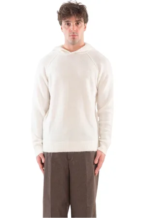 MC2 SAINT BARTH Strik, Herre, Hvid, XL, Uld, Strækuld Hoodie i Piccadilly Stil