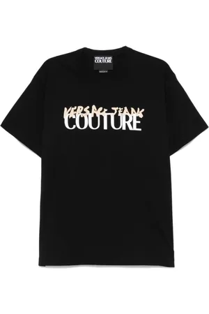 VERSACE Top, Herre, Sort, XL, Sort Crew Neck Kortærmet T-shirt