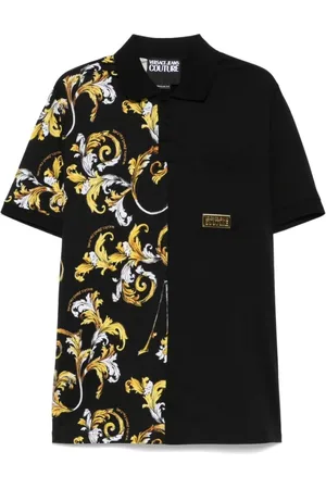 VERSACE Top, Herre, Sort, L, Uld, Sort Sweater med Guld Logo Plaque