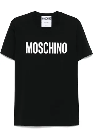 Moschino Top, Herre, Sort, 2XL, Sort Crew Neck Kortærmet Skjorte
