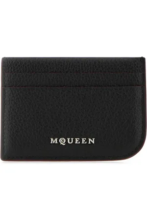 Alexander McQueen Tilbehør, Herre, Sort, ONE SIZE, Uld, Stilfuld Sort Læderkortholder