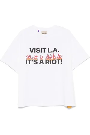 GALLERY DEPT. Top, Herre, Hvid, L, Bomuld, Riot Print Crew Neck T-shirt
