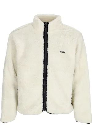 Obey Jakke, Herre, Hvid, XL, Uld, Sherpa ikonjakke med lynlås