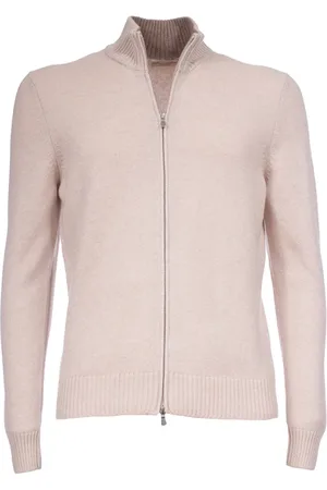 Gran Sasso Strik, Herre, , L, Cashmere, Kashmir Zip Cardigan Ribbet Slim Fit