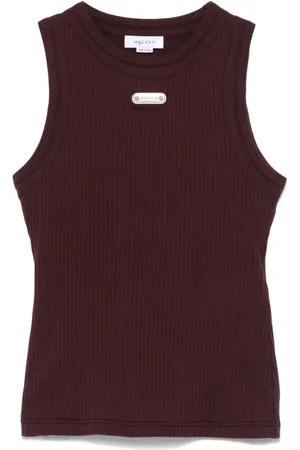 Alexander McQueen Top, Dame, Rød, XS, Burgundy Crew Neck Sleeveless Top