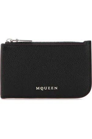 Alexander McQueen Tilbehør, Herre, Sort, ONE SIZE, Uld, Stilfuld Sort Læderkortholder