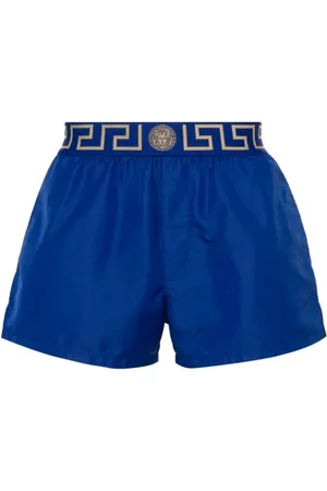 VERSACE Badetøj, Herre, Blå, M, Uld, Klassiske Grecca Badeshorts Blå