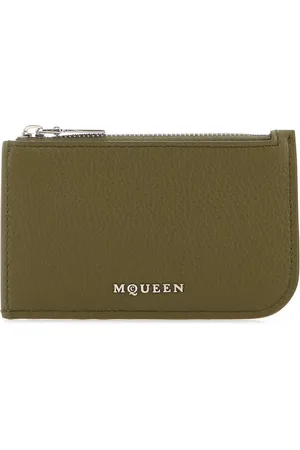Alexander McQueen Tilbehør, Herre, Grøn, ONE SIZE, Uld, Stilfuld Army Læderkortholder