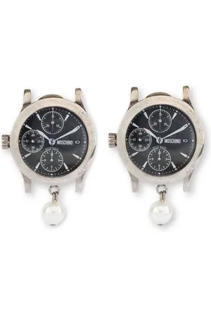 Moschino Tilbehør, Dame, Grå, ONE SIZE, Faux-Perle Omega-Clip Øreringe