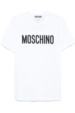 Moschino Top, Herre, Hvid, M, Hvid Crew Neck Kortærmet Skjorte