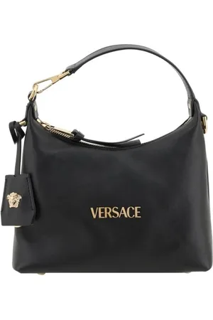 VERSACE Taske, Dame, Sort, ONE SIZE, Læder, Monogram Plaque Læder Hobo Håndtaske
