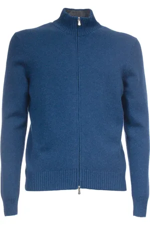 Gran Sasso Strik, Herre, Blå, M, Cashmere, Kashmir Zip Cardigan Slim Fit