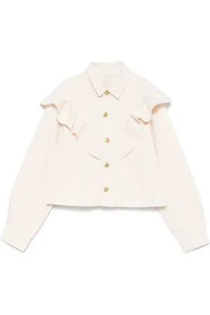 ULLA JOHNSON Bluser & Skjorter, Dame, , M, Bomuld, Lys ruffle jakke Mathilde