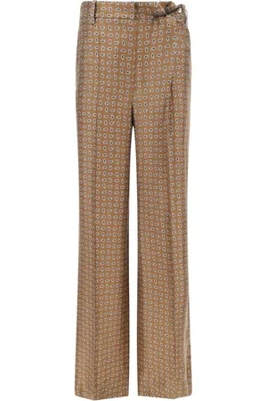 Prada Bukser, Dame, Brun, 2XS, Silkebukser med lynlås og lommer