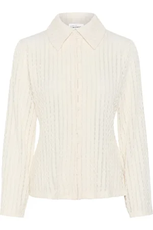 Karen by Simonsen Strik, Dame, , 2XL, Polyester, Egret Cardigan Bluse Kbtekla Stil